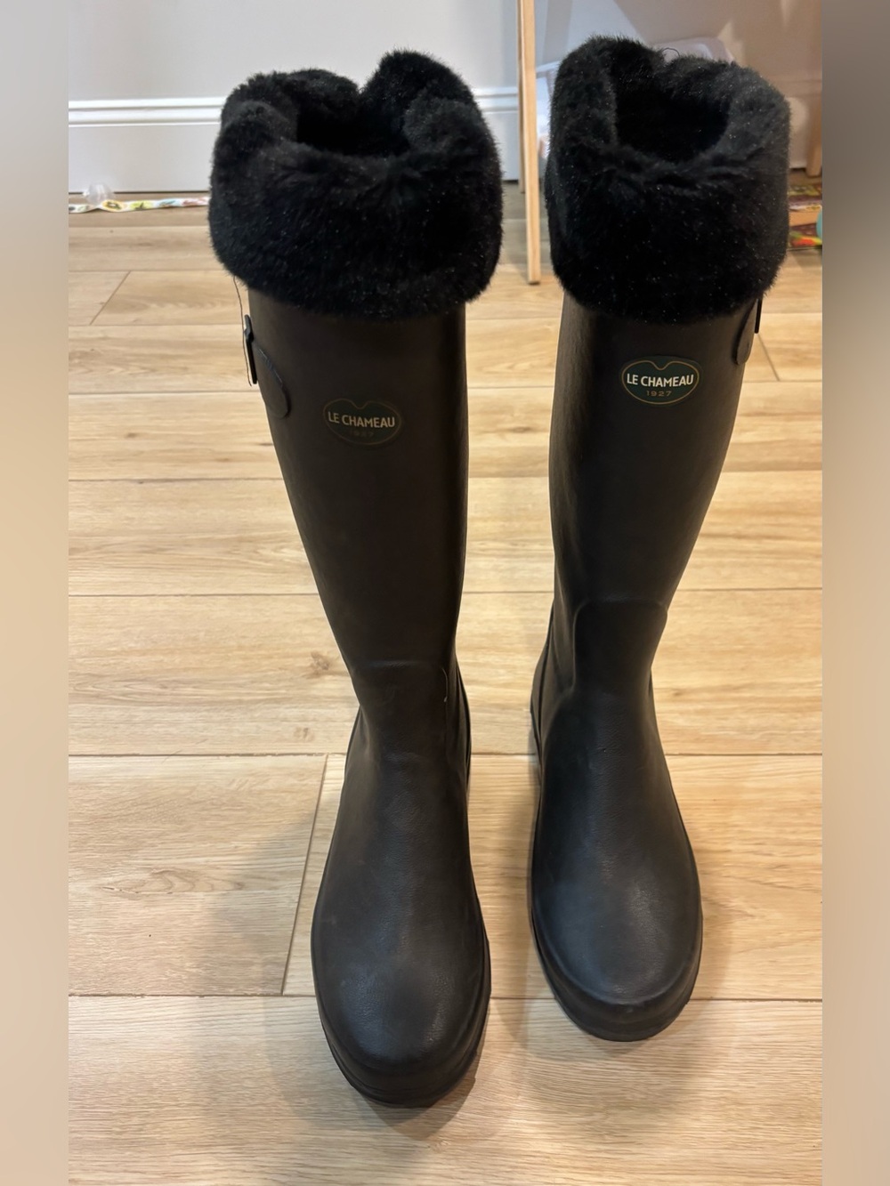 Le Chameau Paris Tall Wellington Jersey Lined Rubber Rain Boots Lined Eu 39 Us 8